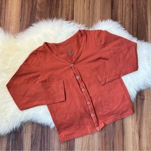 June & January Burnt Orange Button Up Cardigan • Size 7/8